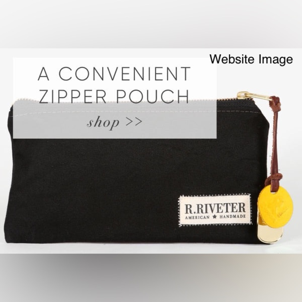 R. Riveter Lucy Black Zipper Pouch